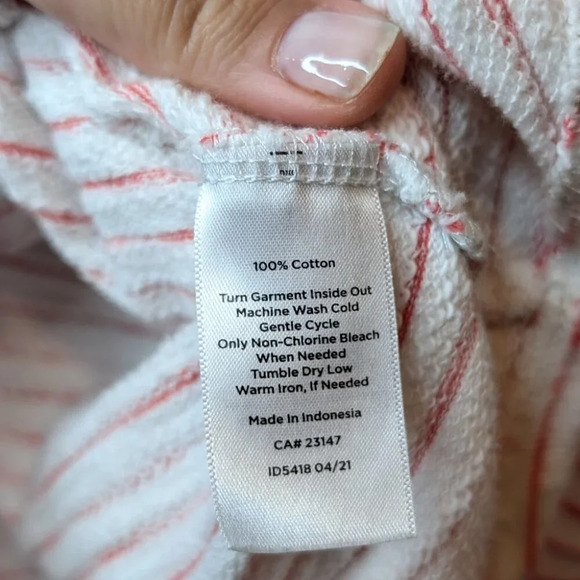 T by Talbots Red & White Stiped 100% Cotton Terry Cloth Long Sleeve Top Women L - Picture 6 of 8